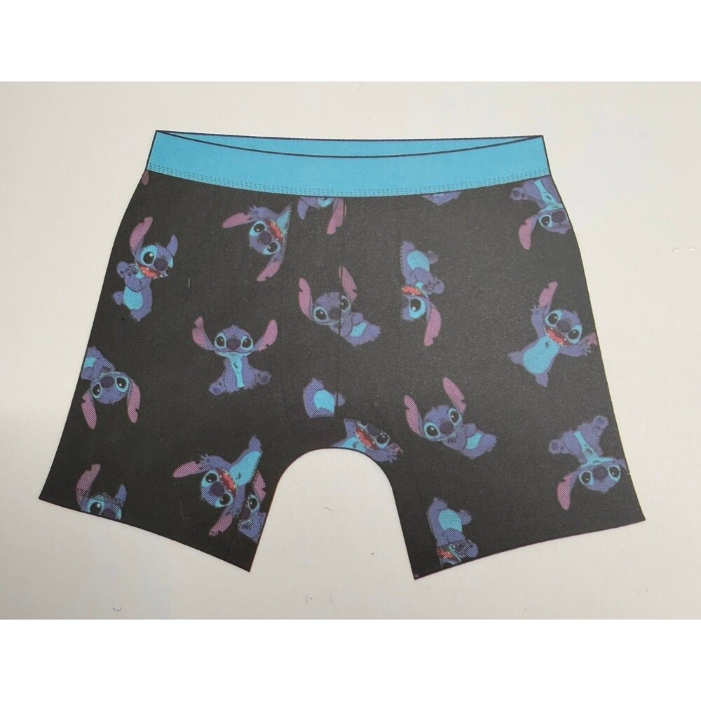Disney Stitch Men’s Boxer Briefs – Size Large 36–38 – Blue Character Print